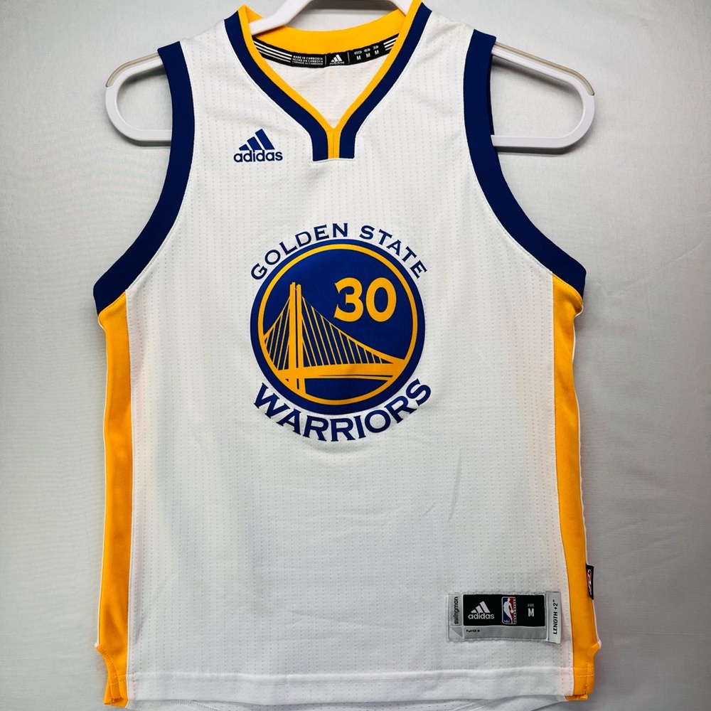 Adidas Golden State Warriors Curry White and Blue Jersey